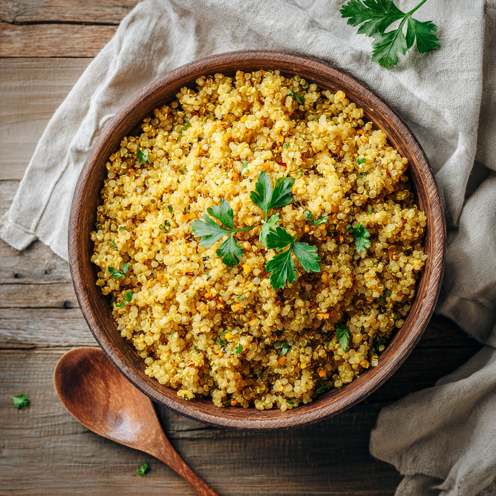 High-Protein Quinoa Lentil Rice Pilaf: Wholesome 100% Plant-Based Dinner Bowl